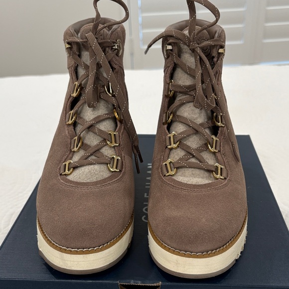 Cole Haan Women's Brown Lace-Up Platform Boots - Picture 3 of 8